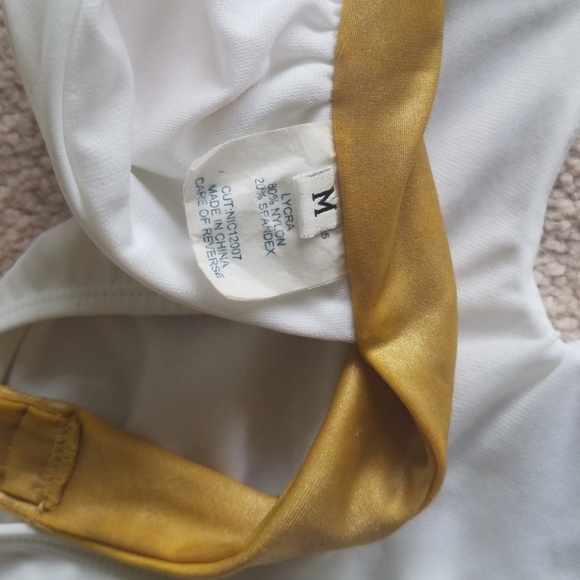 white monokini with gold band and crystals! - Picture 4 of 6